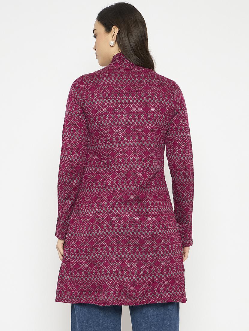 women self designed long sleeves cardigan - 21724249 - Standard Image - 2