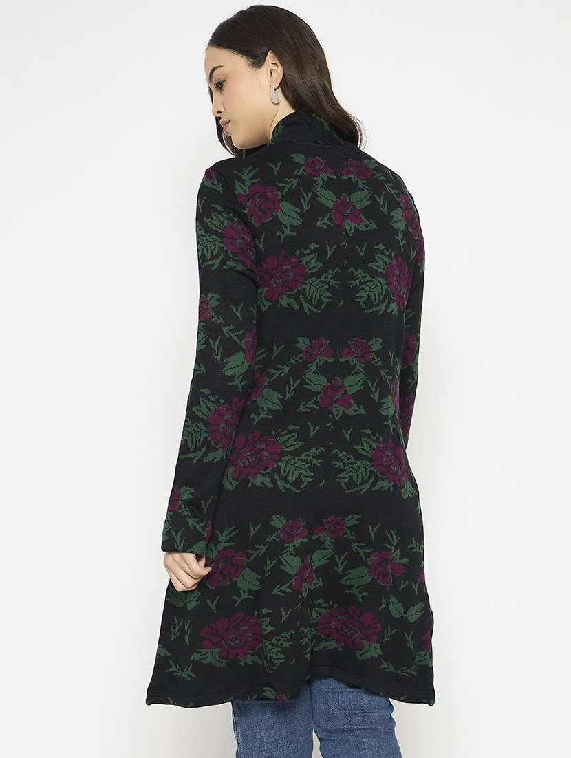 women self designed long sleeves cardigan - 21724253 - Standard Image - 2