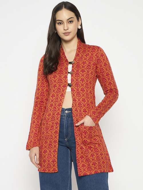 women self designed long sleeves cardigan - 21724254 -  Standard Image - 0