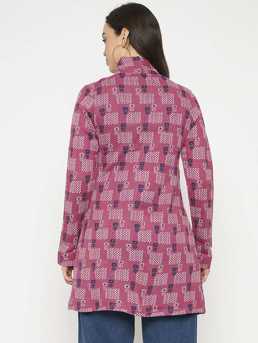 women long sleeves self design cardigan - 21724255 -  Standard Image - 2