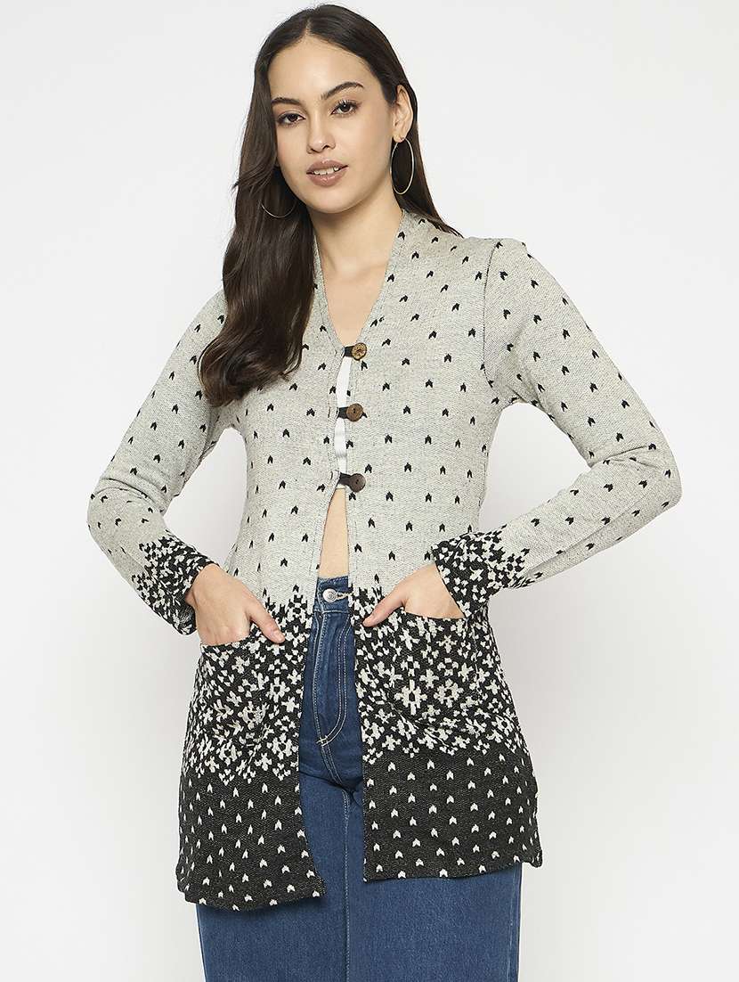 women acrylic long sleeve cardigan