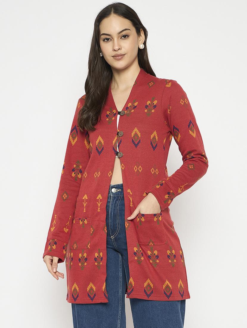 women long sleeves self design cardigan - 21724259 - Zoom Image - 0