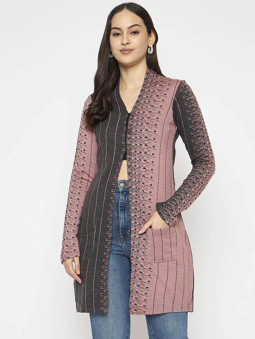 women acrylic long sleeve cardigan - 21724260 -  Zoom Image - 0