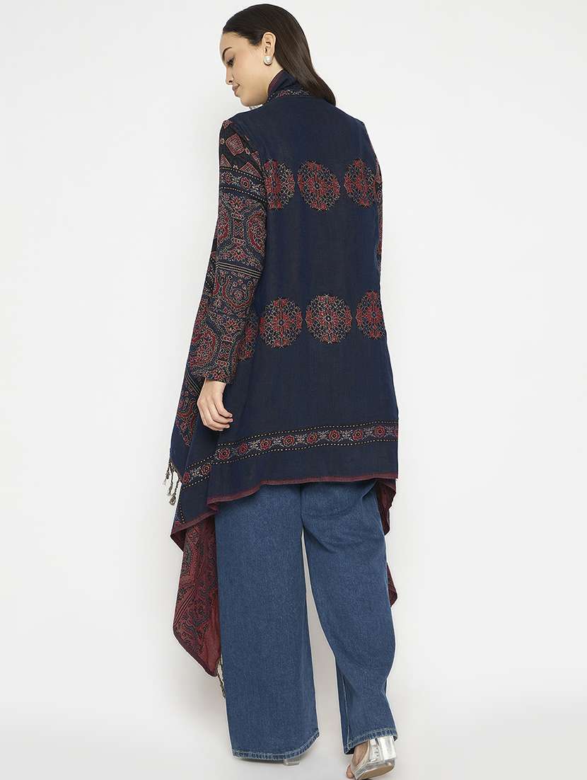 women long sleeves self design asymmetric shrug - 21724261 - Standard Image - 2