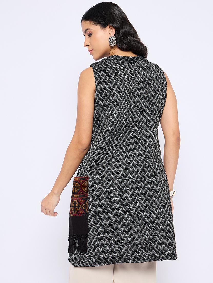 women acrylic sleeveless cardigan - 21724268 - Standard Image - 2