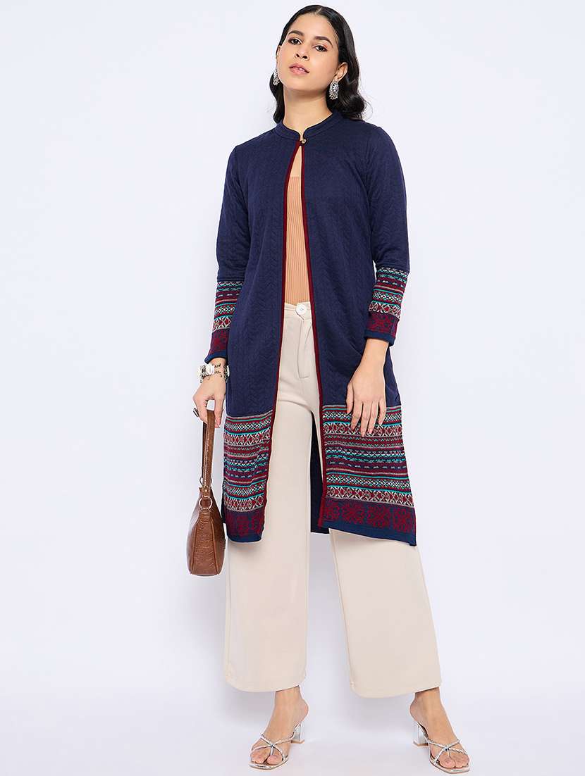 women long sleeves self design regular shrug