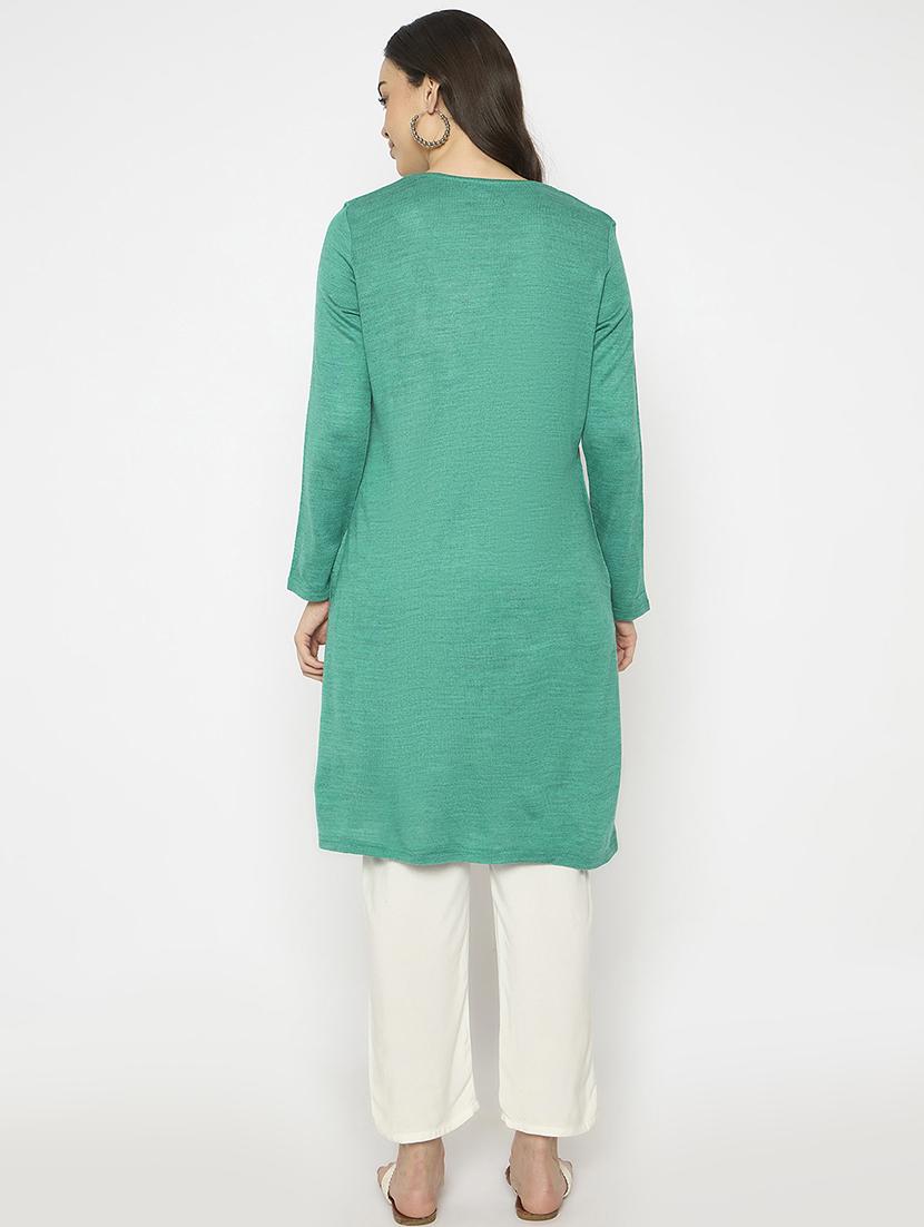 women self designed long sleeves woolen kurta - 21724274 - Standard Image - 2