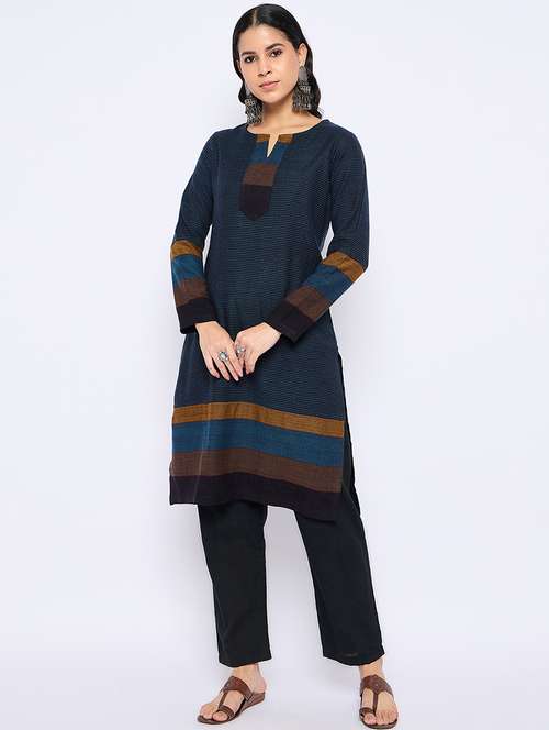 women self designed long sleeves woolen kurta - 21724276 -  Standard Image - 0