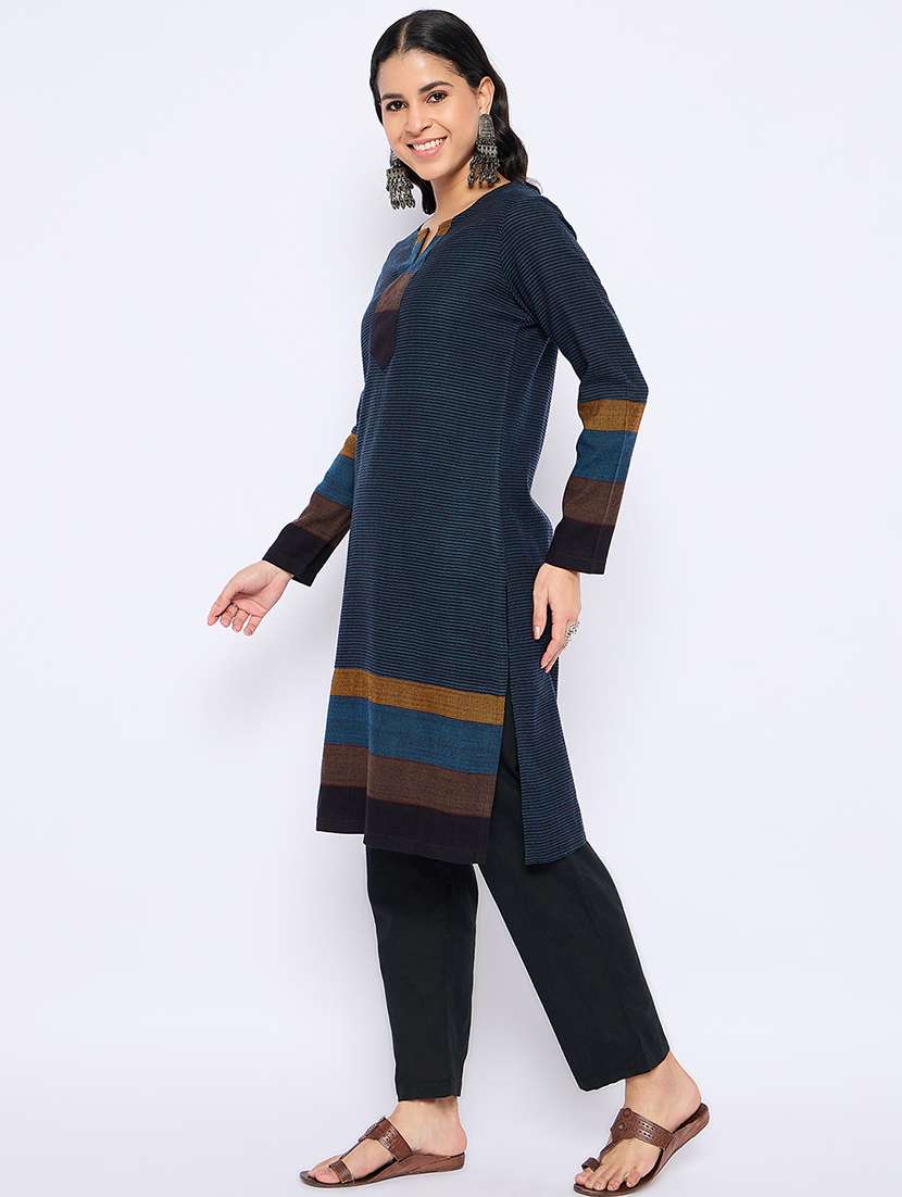 women self designed long sleeves woolen kurta - 21724276 -  Standard Image - 2