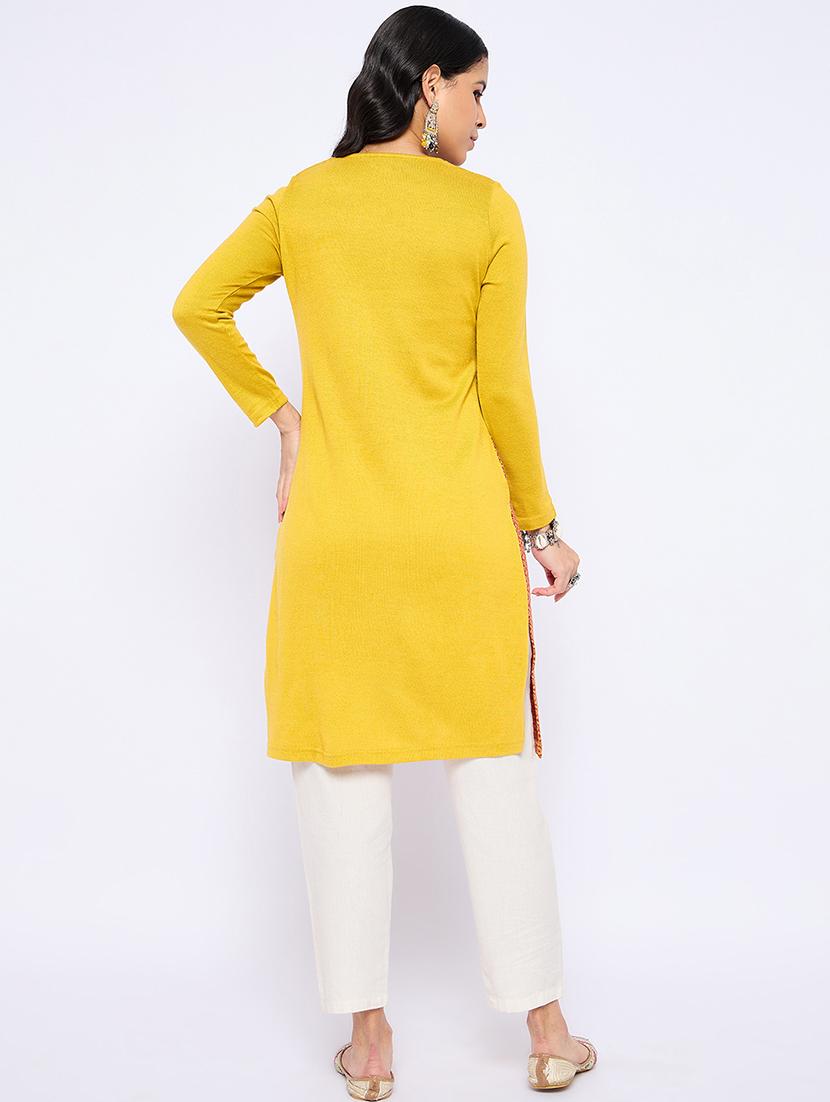 women self designed long sleeves woolen kurta - 21724279 - Standard Image - 2