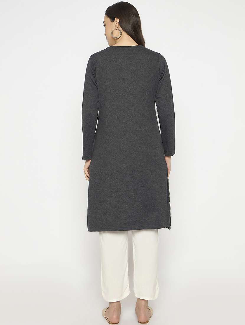 women self designed long sleeves woolen kurta - 21724310 -  Standard Image - 2