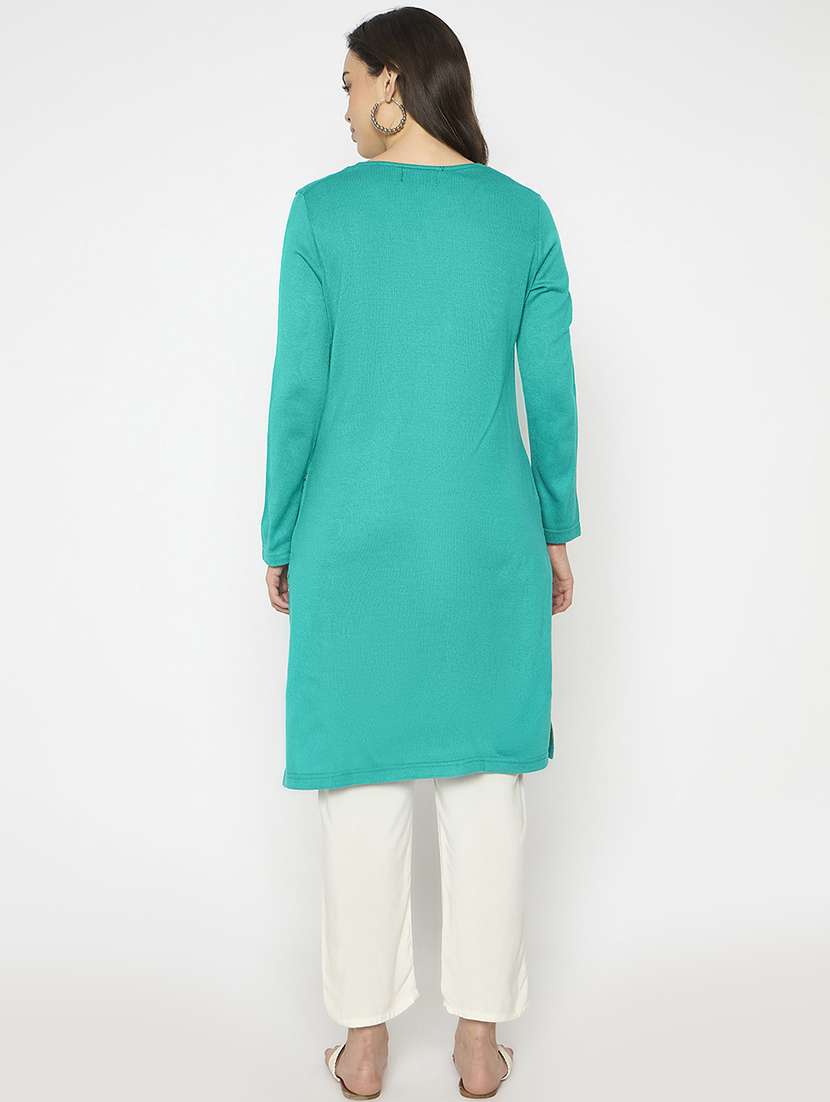 women self designed long sleeves woolen kurta - 21724313 -  Standard Image - 2