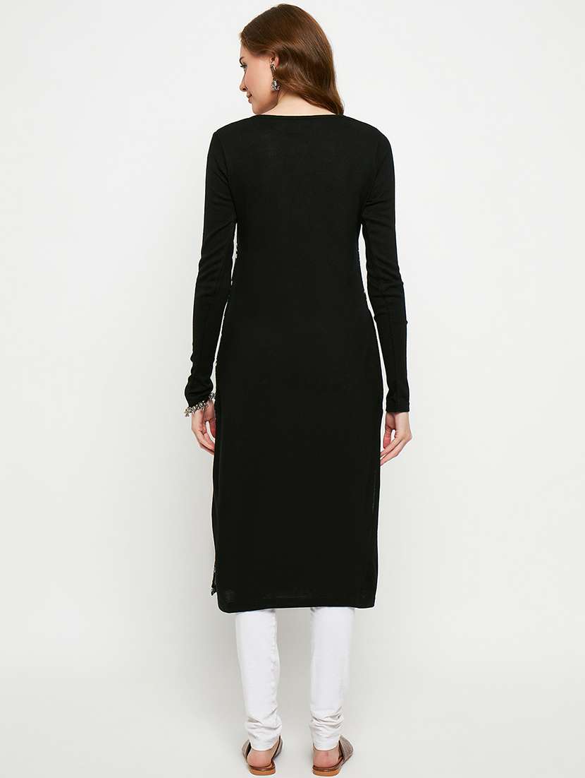 women self designed long sleeves woolen kurta - 21724322 -  Standard Image - 2