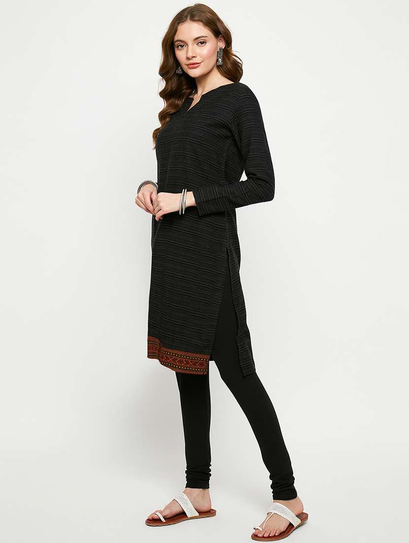 women self designed long sleeves woolen kurta - 21724328 -  Standard Image - 2