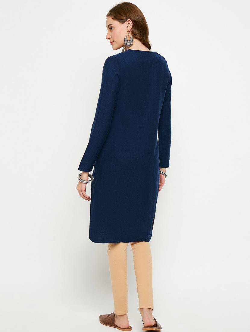 women self designed long sleeves woolen kurta - 21724332 - Standard Image - 2