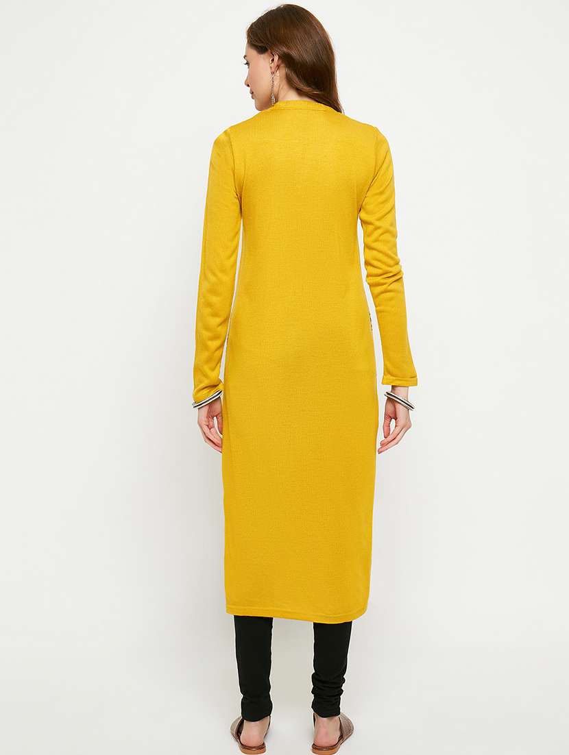 women self designed long sleeves woolen kurta - 21724338 -  Standard Image - 2