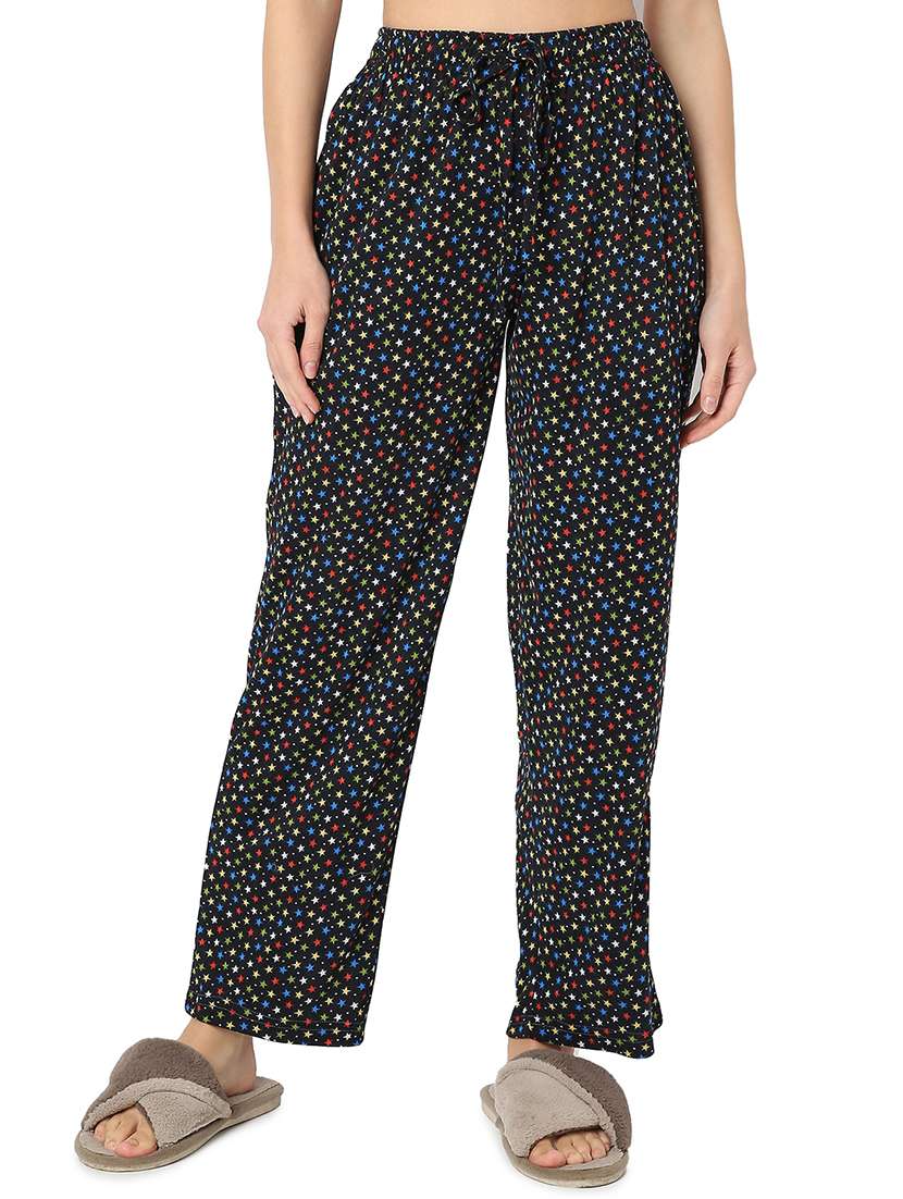 women printed high rise sleepwear pyjama