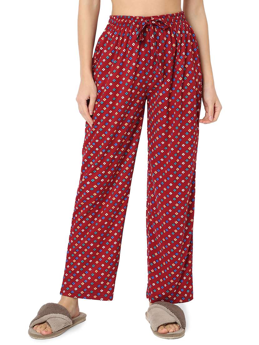 women printed high rise sleepwear pyjama