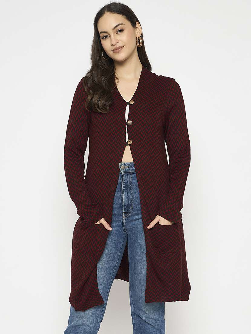 women long sleeves self design cardigan