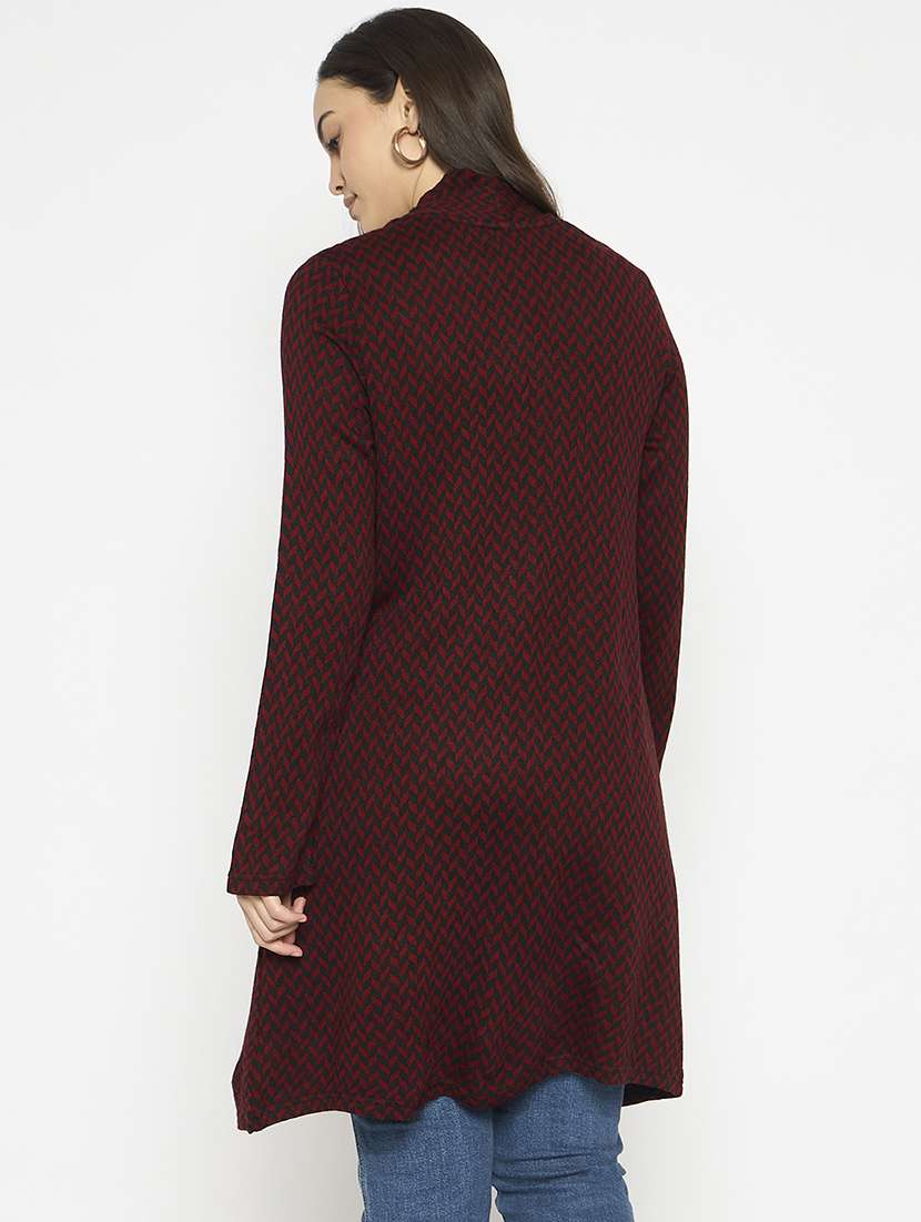 women long sleeves self design cardigan - 21724355 - Standard Image - 2