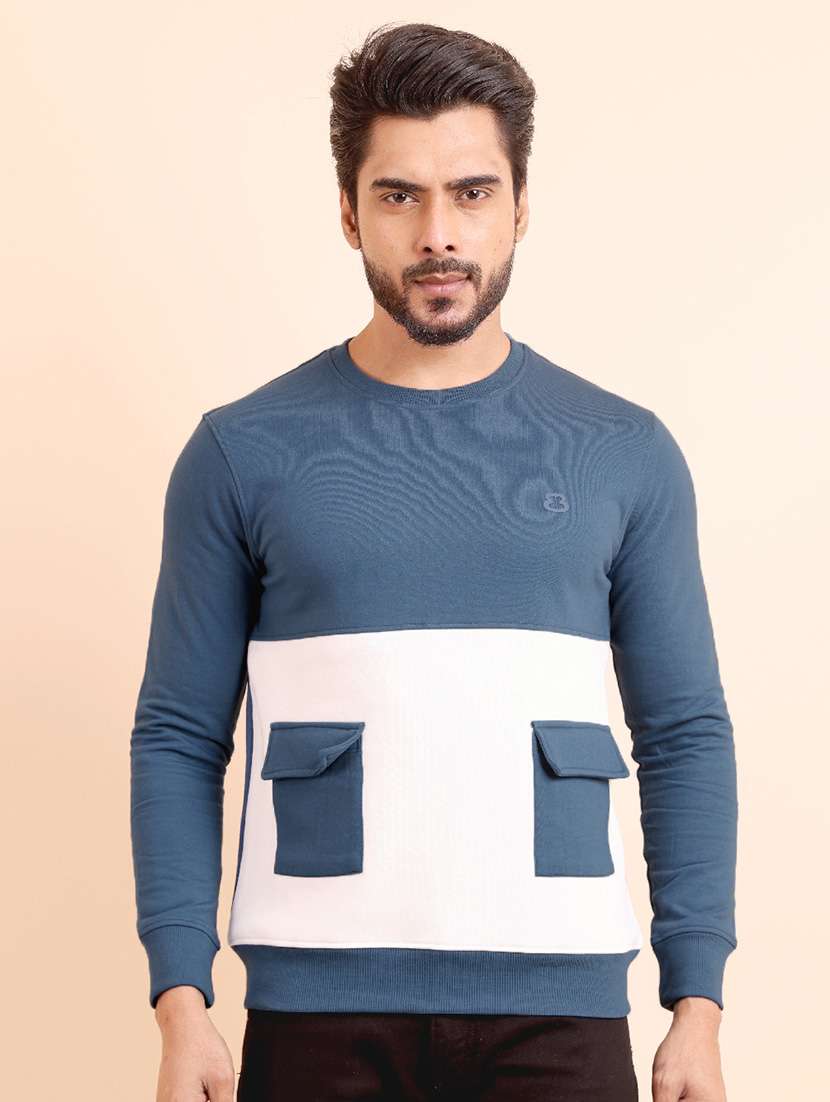 men long sleeves color block sweatshirt