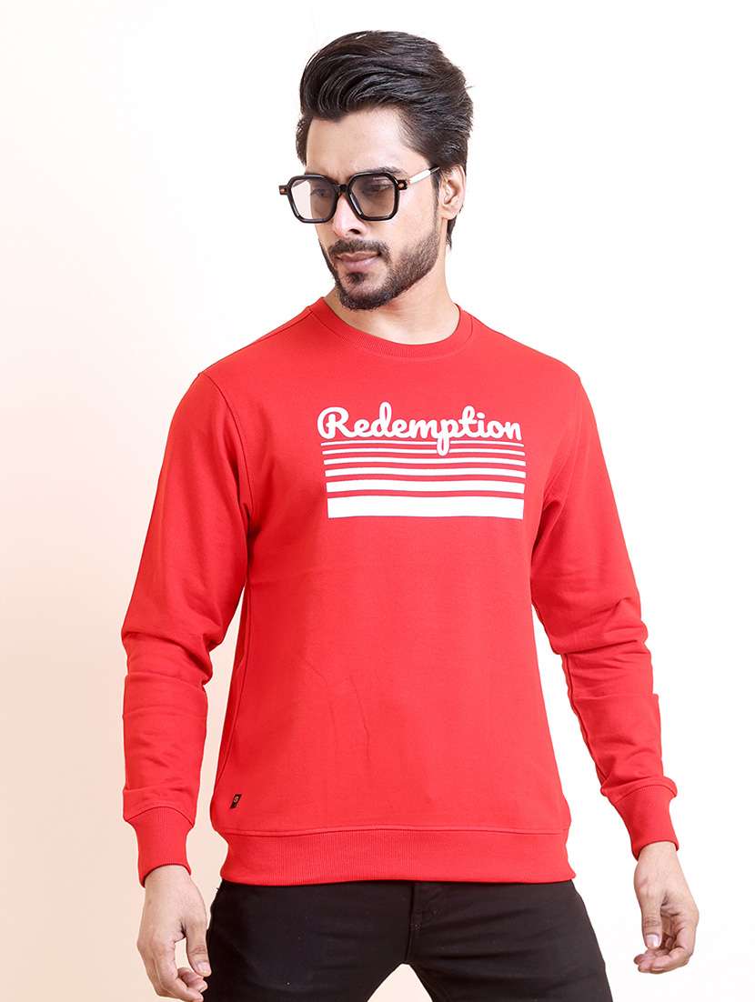 men long sleeves chest print sweatshirt