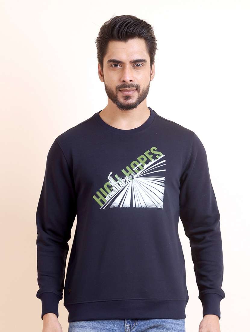 men long sleeves chest print sweatshirt