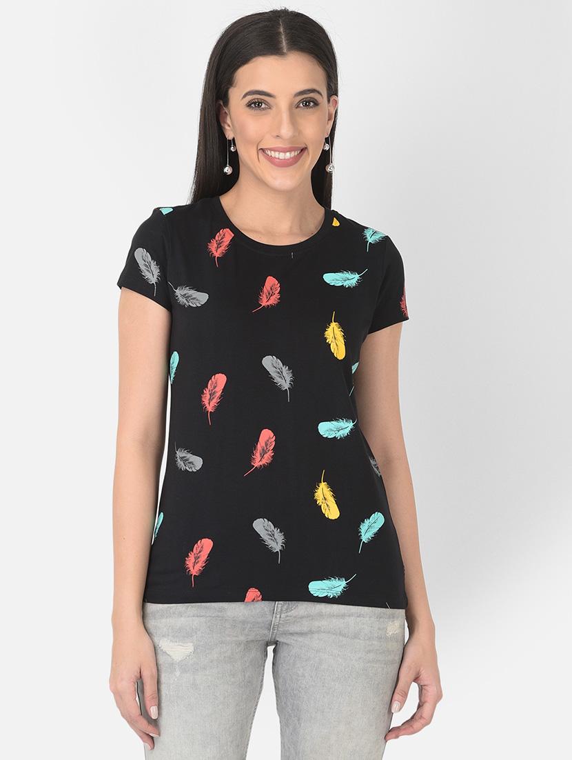 women printed round neck regular t-shirt - 21724439 - Zoom Image - 0