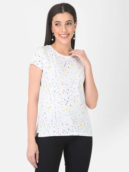 women printed round neck regular t-shirt - 21724442 - Standard Image - 0