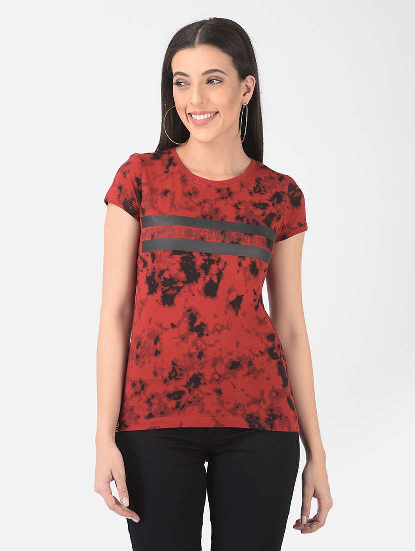 women printed round neck regular t-shirt