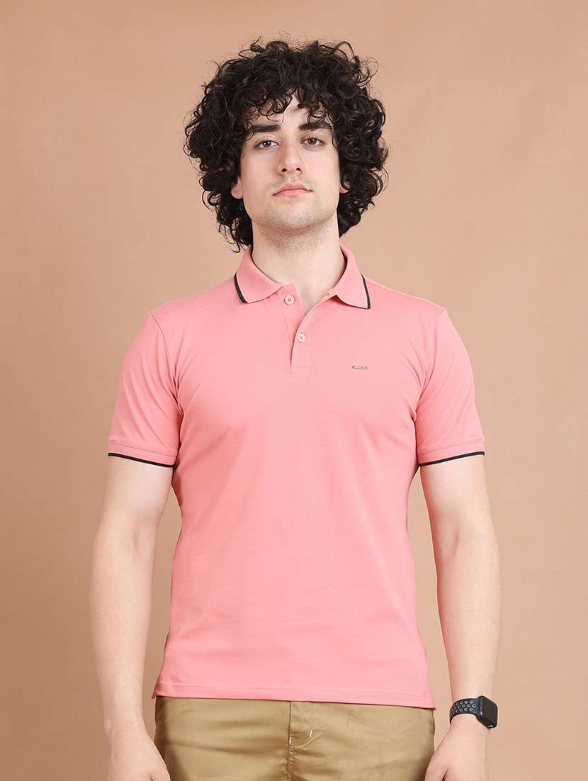 men solid short sleeve polo t-shirt