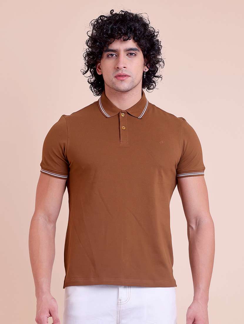 men solid short sleeve polo t-shirt - 21724489 -  Zoom Image - 0