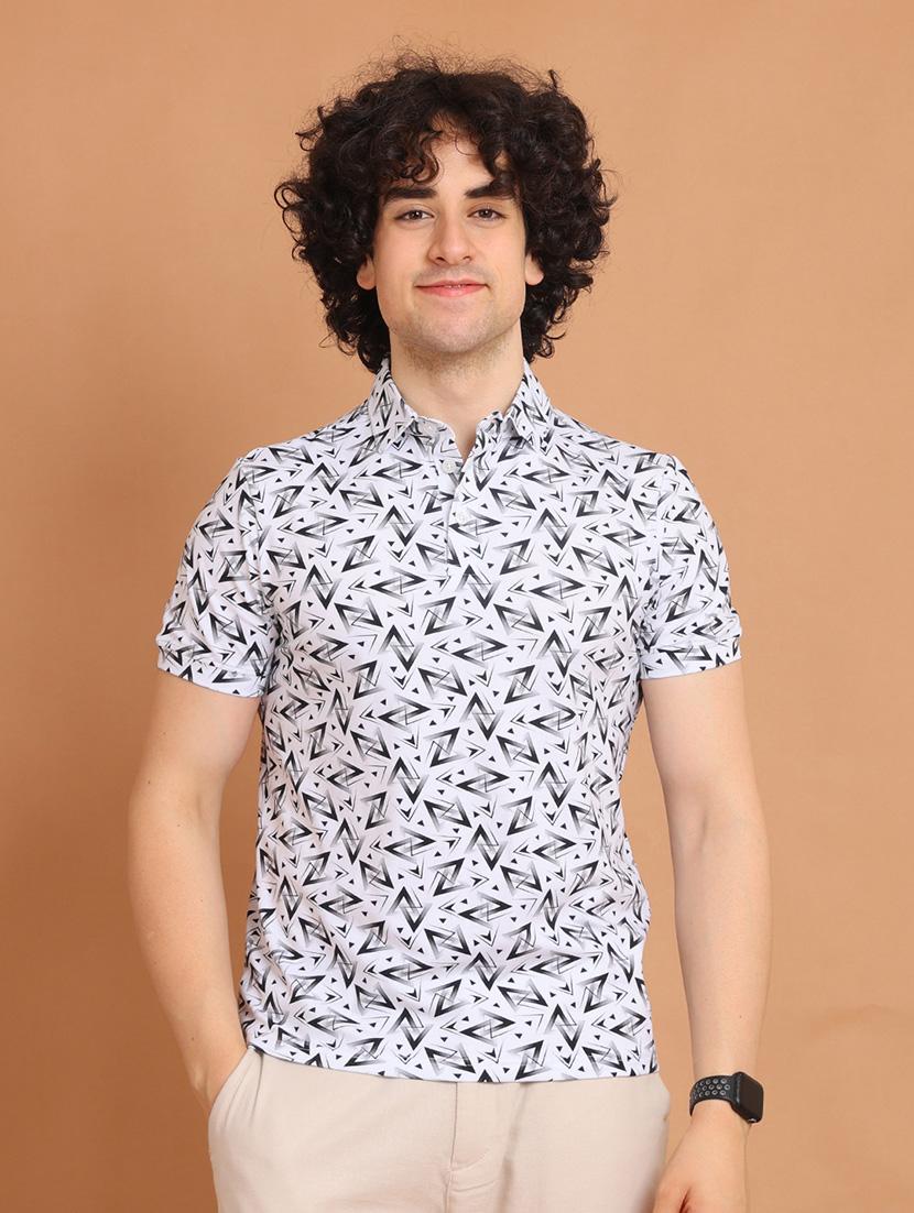 men short sleeves printed polo t-shirt