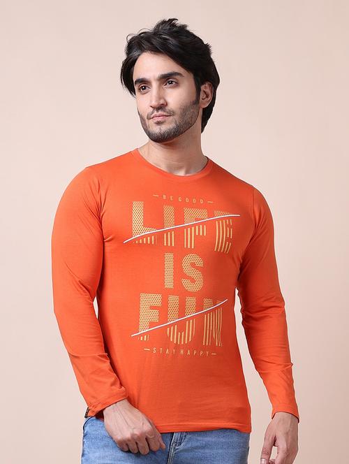 men long sleeves front print t-shirt - 21724507 -  Standard Image - 0