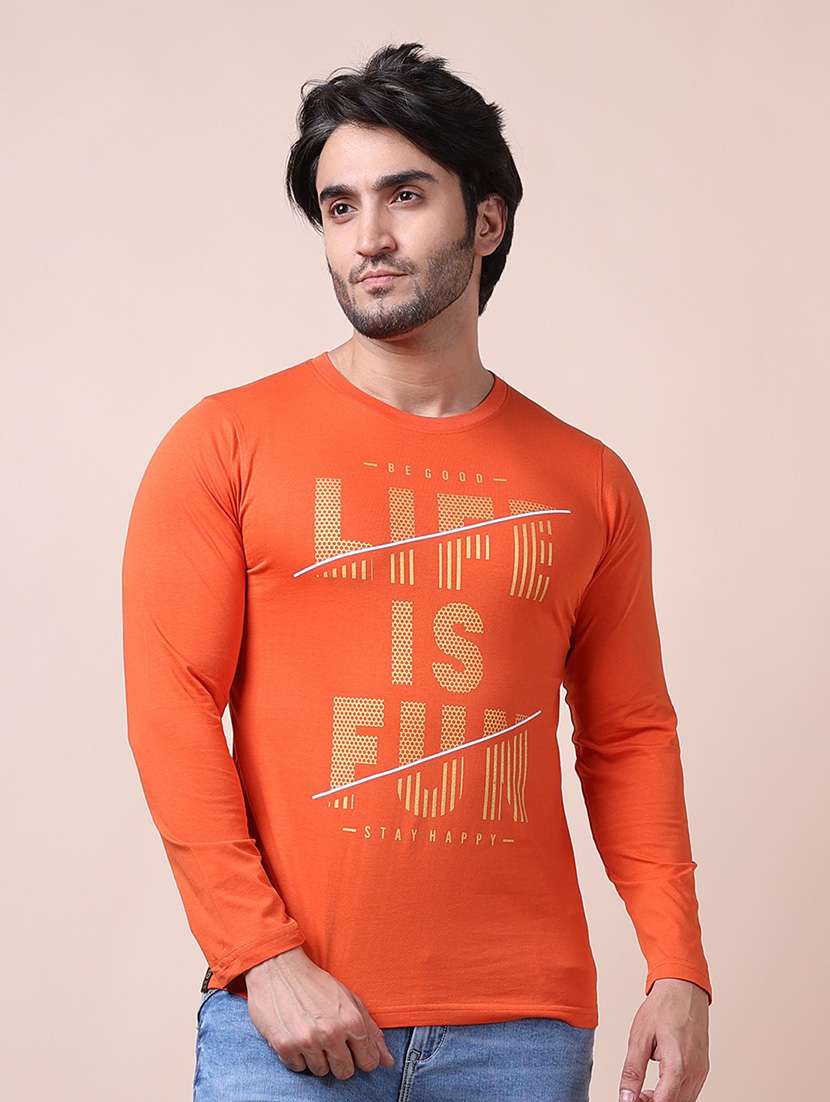 men long sleeves front print t-shirt - 21724507 -  Zoom Image - 0