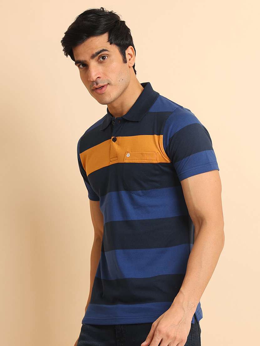 men short sleeves striped polo t-shirt - 21724522 - Standard Image - 2