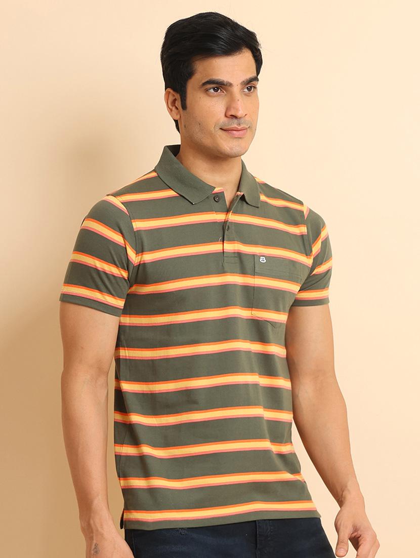 men short sleeves striped polo t-shirt - 21724524 -  Zoom Image - 0