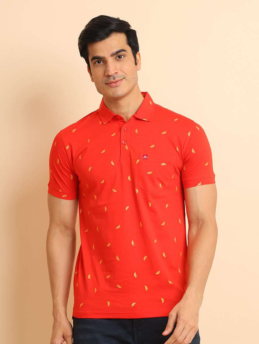 men short sleeves printed polo t-shirt