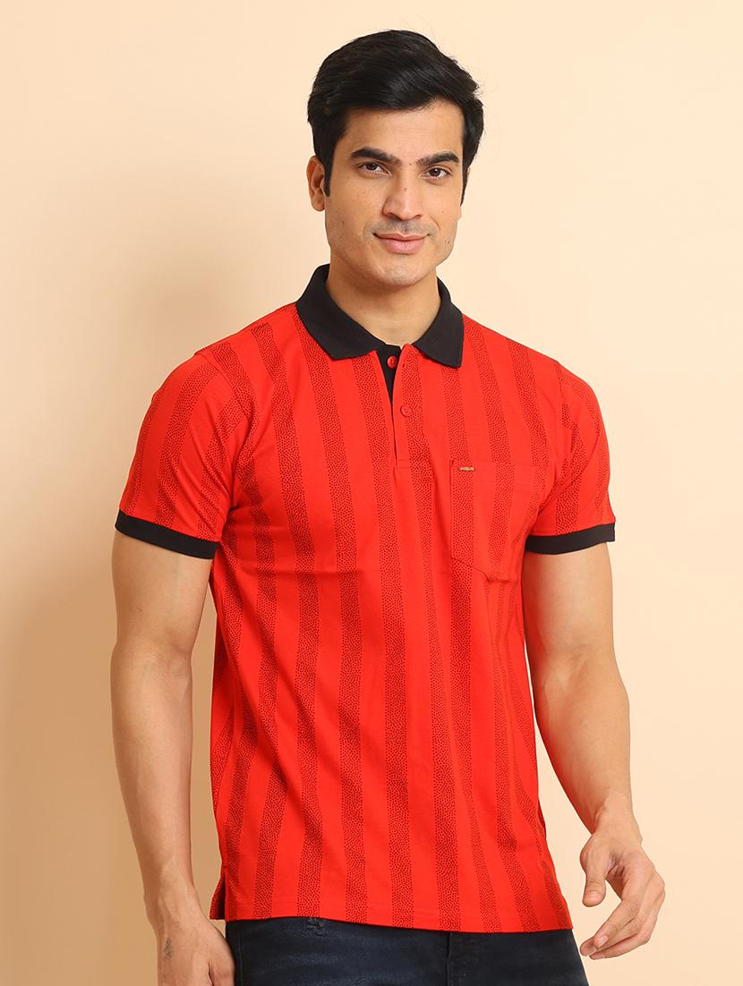 men short sleeves striped polo t-shirt - 21724620 - Zoom Image - 0