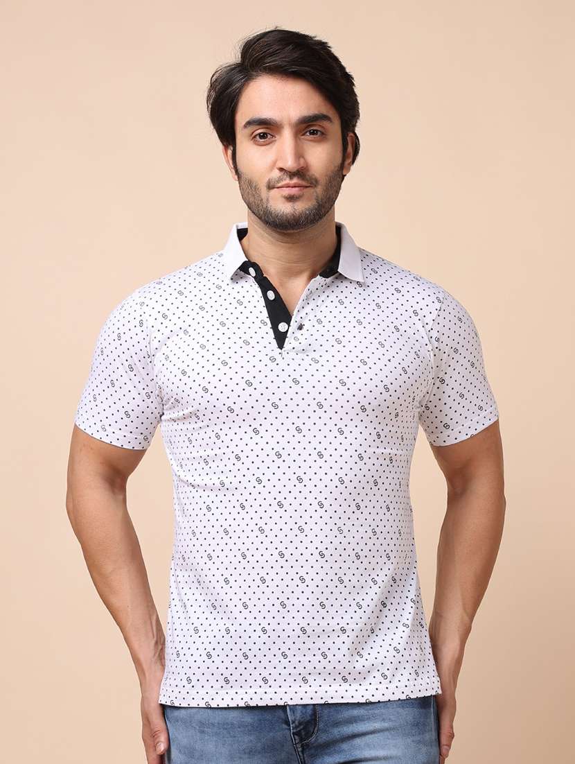 men short sleeves printed polo t-shirt