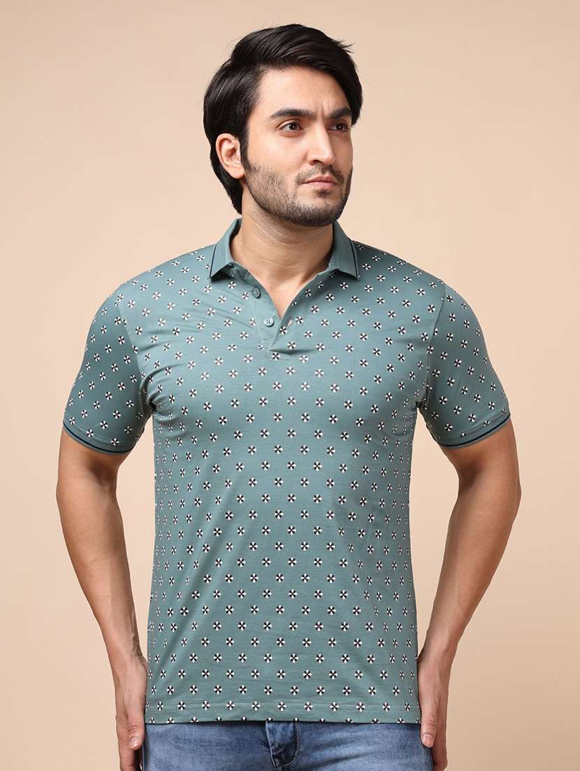 men short sleeves printed polo t-shirt