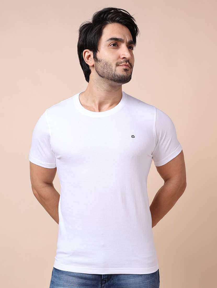 men solid short sleeves t-shirt