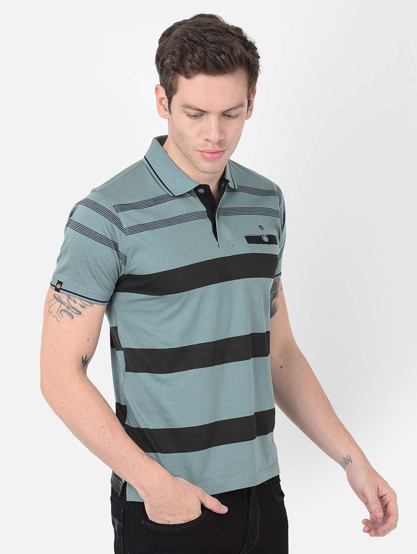 men striped short sleeves polo t-shirt - 21724854 - Standard Image - 2