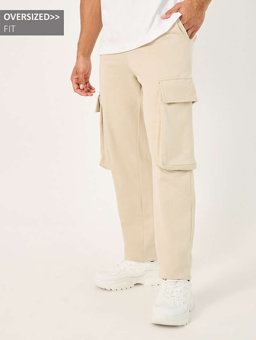 men solid mid rise cargo