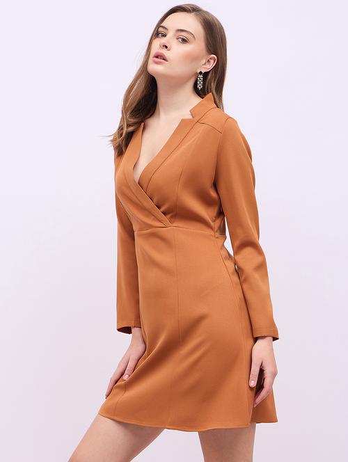 women solid long sleeves a-line dress - 21725318 -  Standard Image - 0