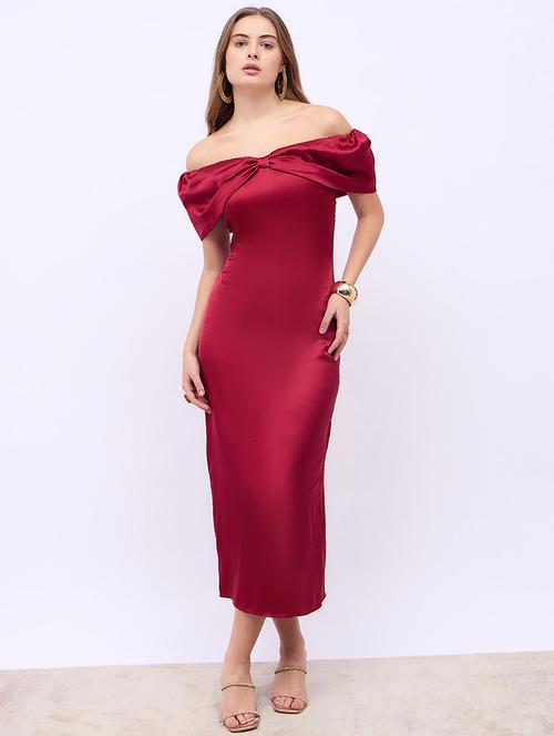 women solid off shoulder sheath dress - 21725320 - Standard Image - 0