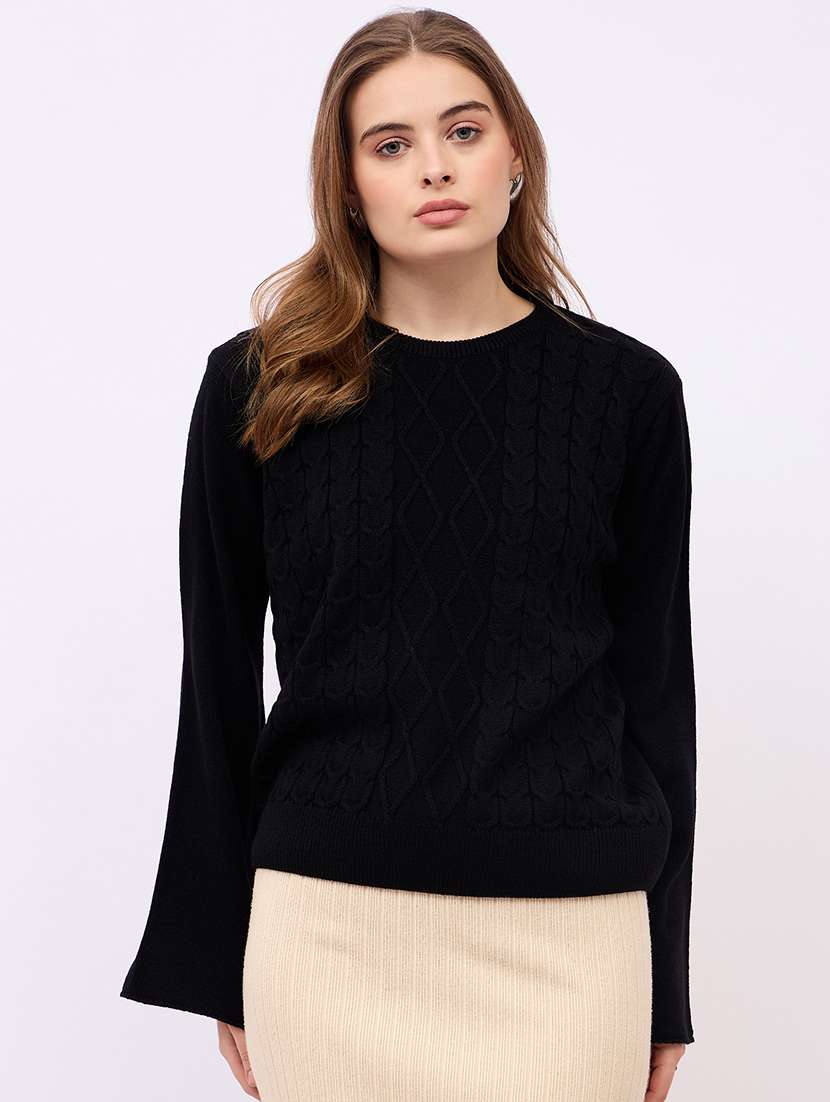 black cotton blend pullover