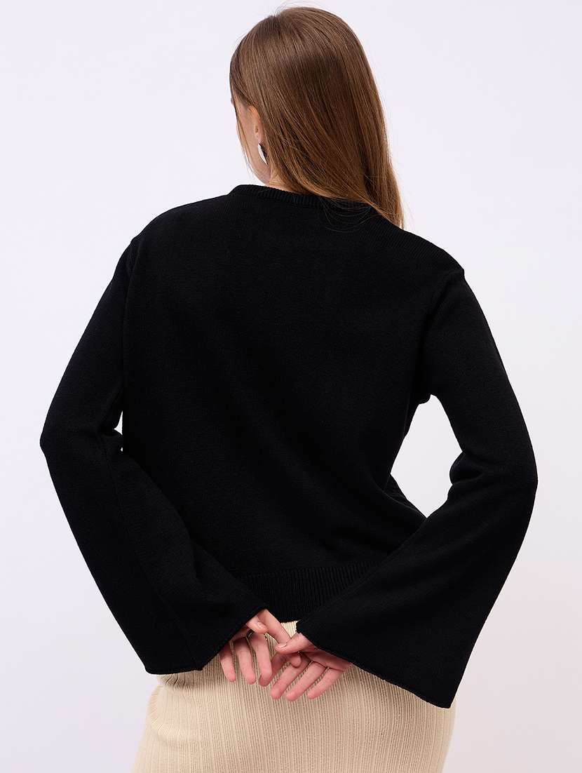 black cotton blend pullover - 21725337 -  Standard Image - 2