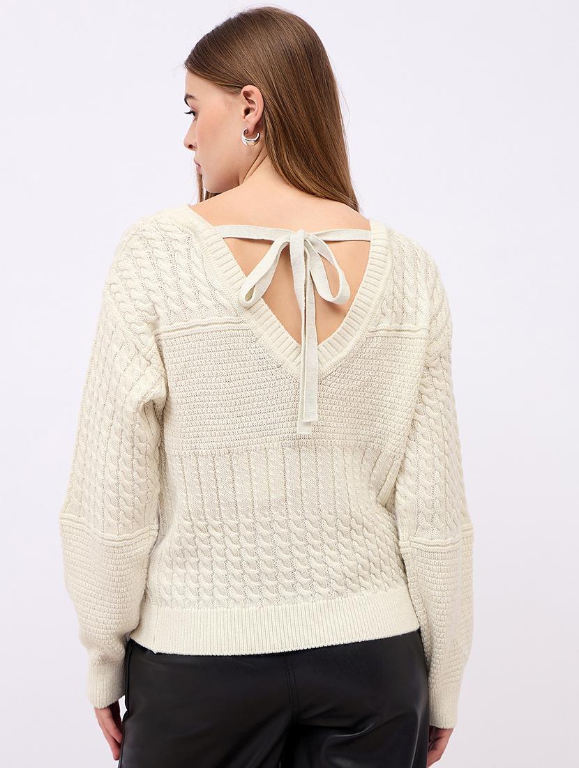 women solid long sleeve pullover - 21725338 - Standard Image - 2
