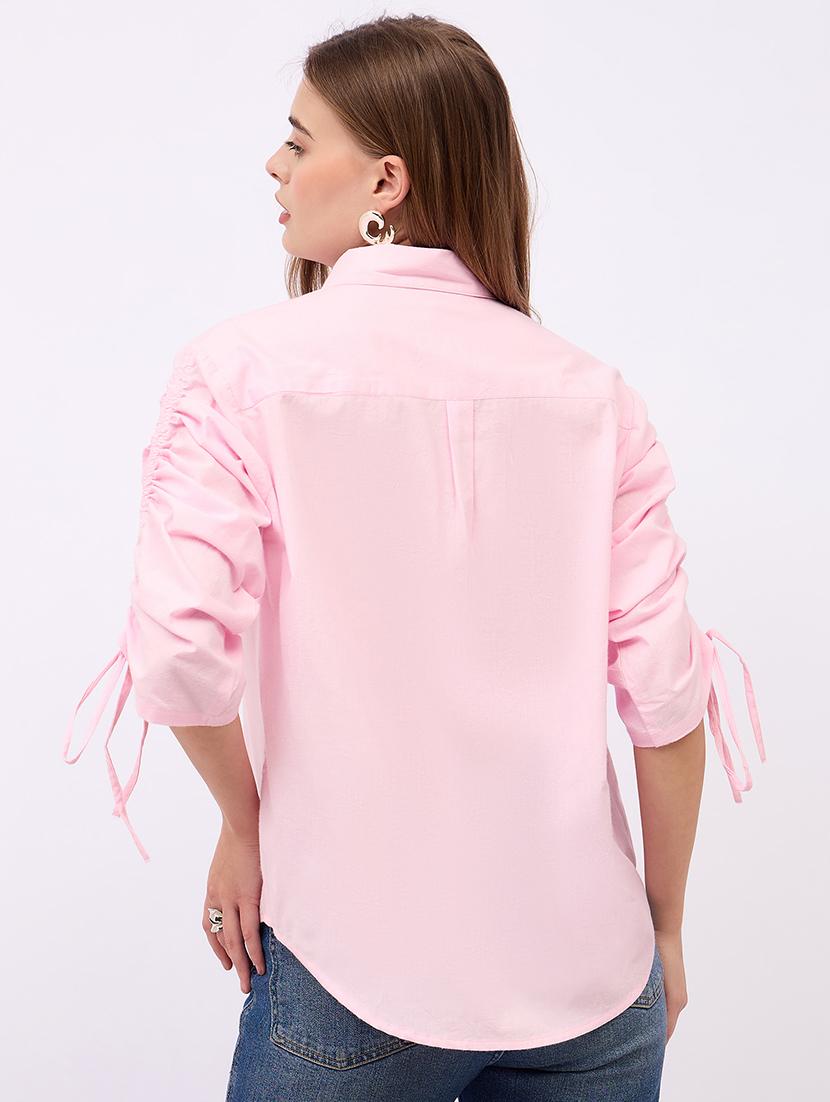 women solid collared long sleeves shirt - 21725355 - Standard Image - 2